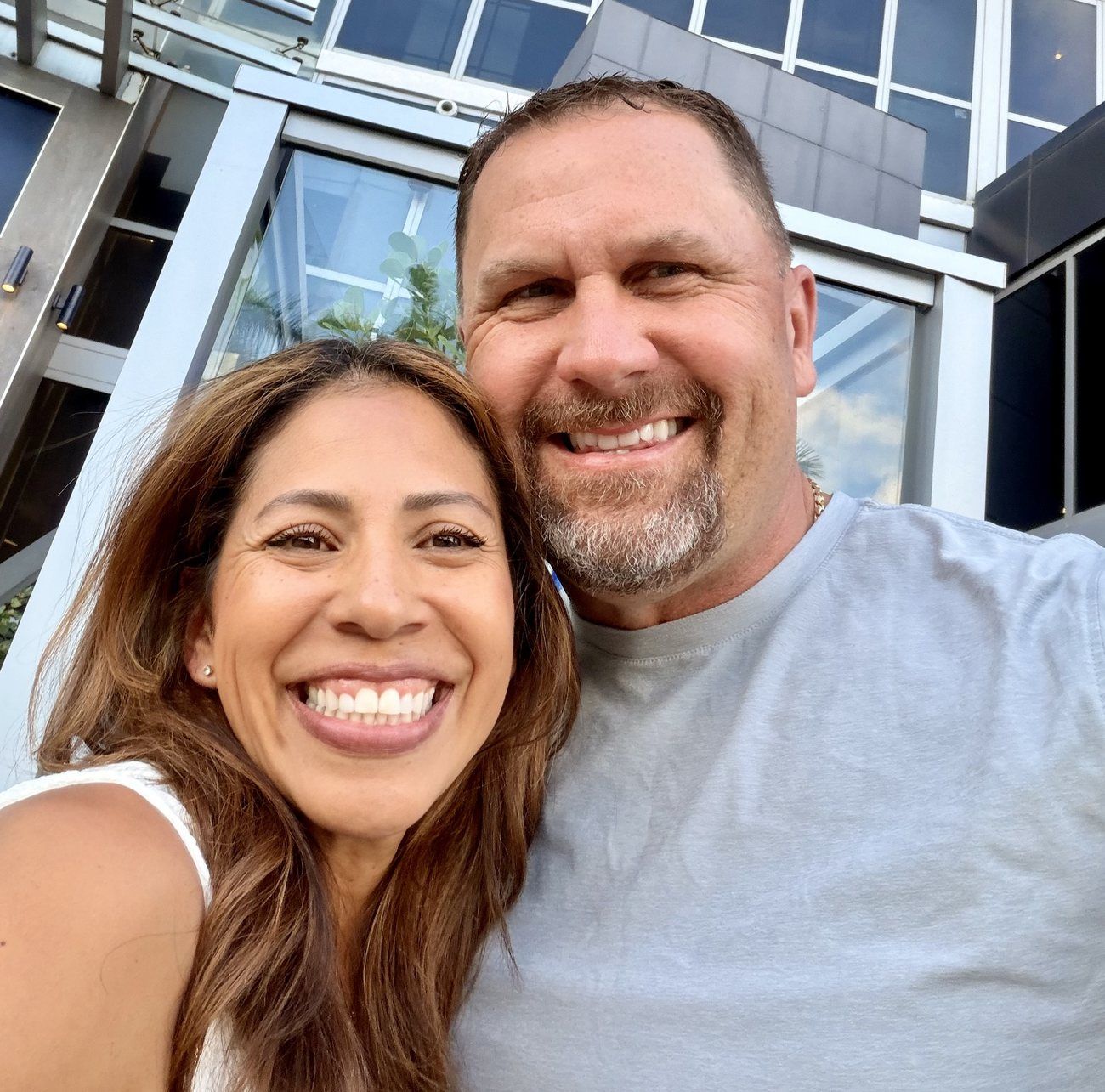 Elvia and Scott Kimball together, both laughing